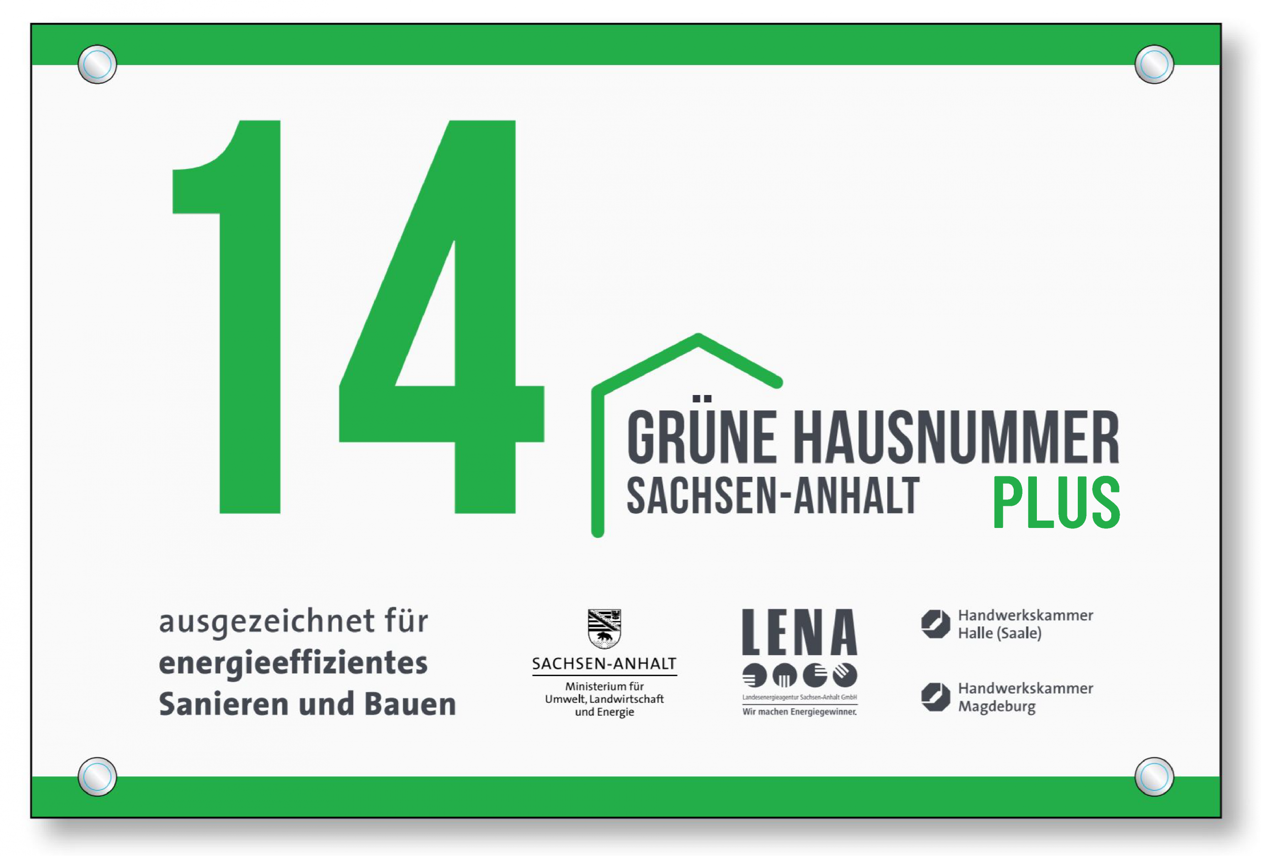 Grüne Hausnummer Plus [(c)LENA]