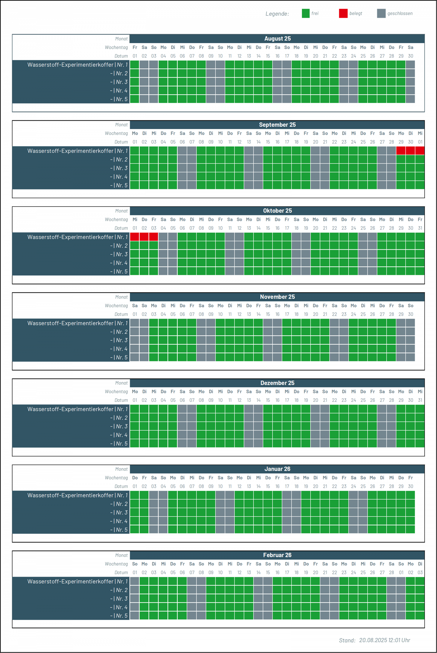2025 08 20 Belegungskalender